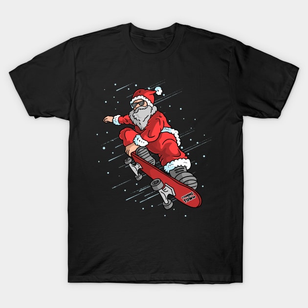 Skater Santa T-Shirt by la'lunadraw